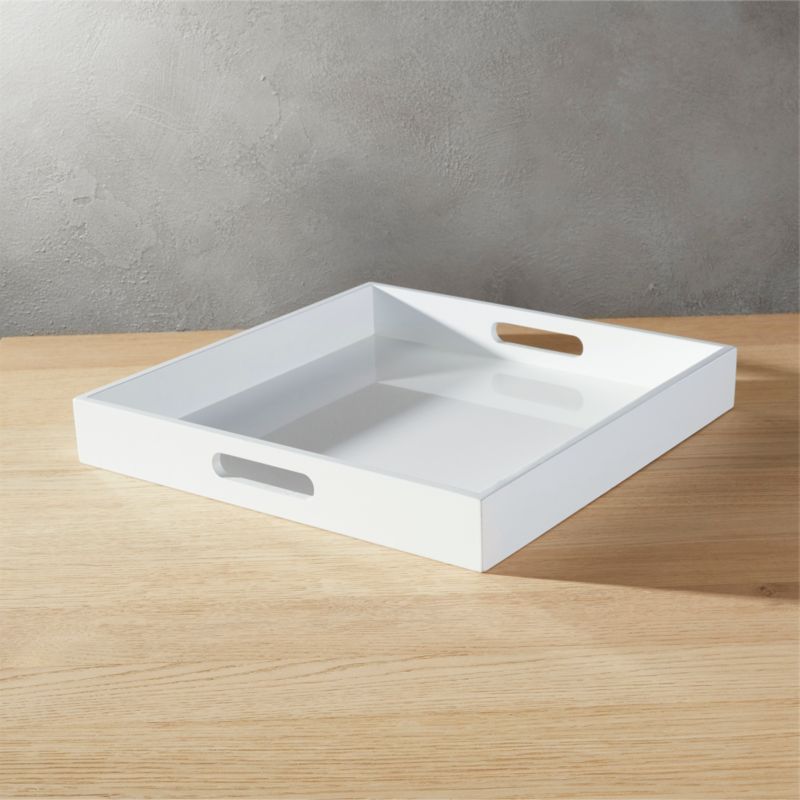 Hi Gloss Square White  Tray  Reviews CB2