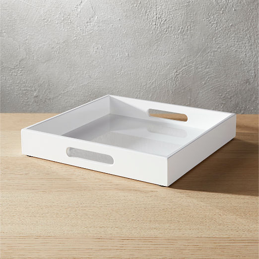 Decorative Coffee Table Trays Cb2 Hi Gloss Small Square White Tray