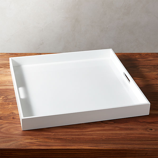 Hi-Gloss Extra Large Square White Tray 