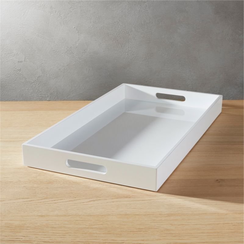 white serving tray with handles