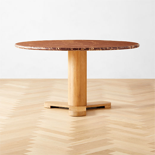 Hirsch Red Round Marble Dining Table