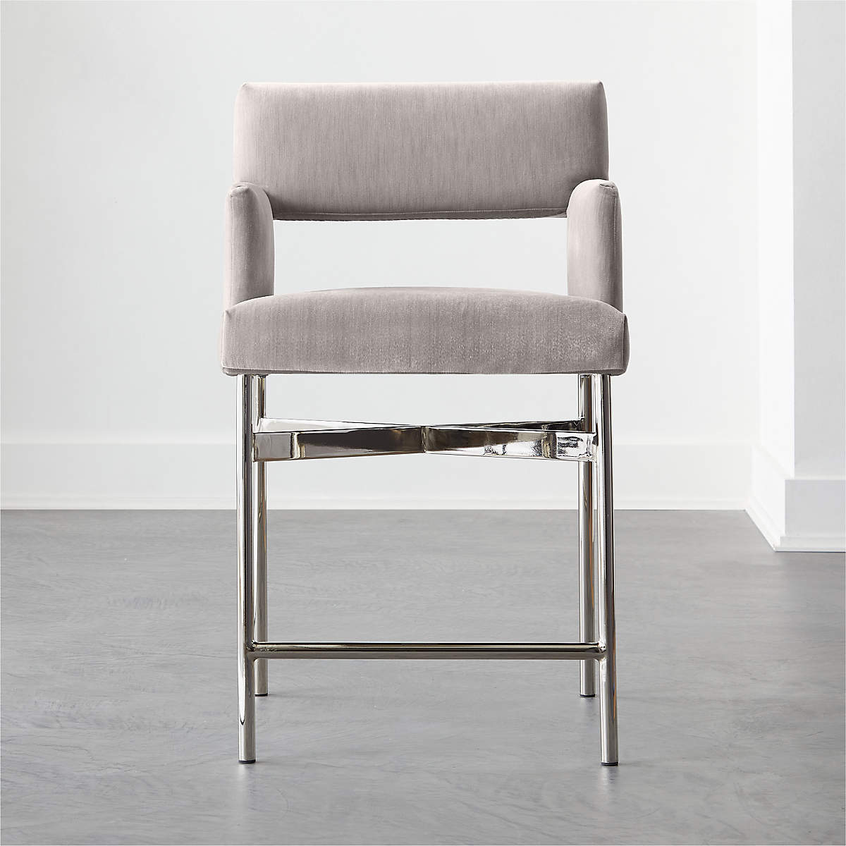 Hitch Grey Velvet Counter Stool CB2