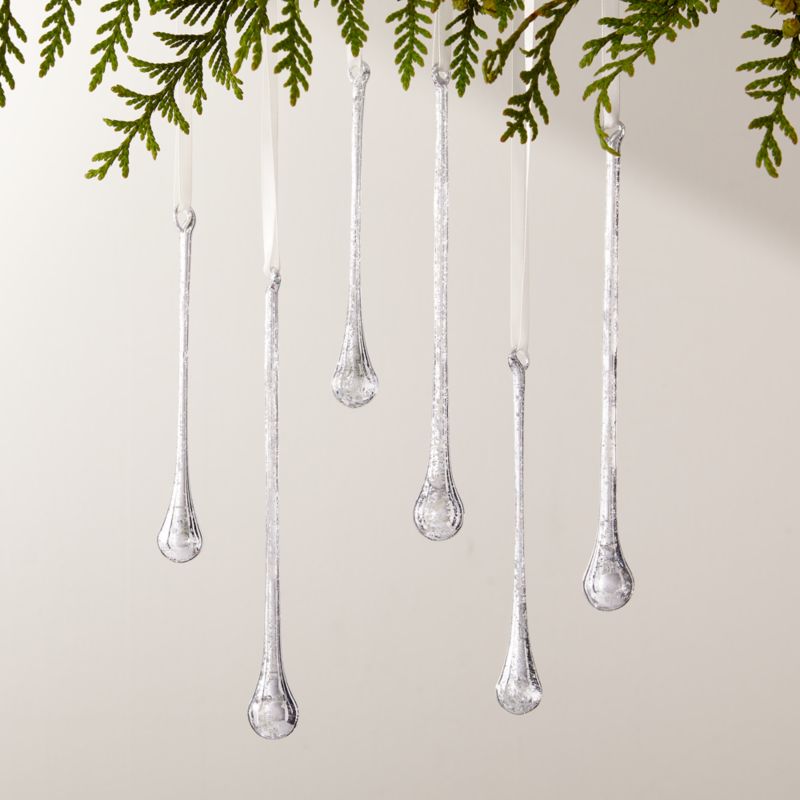 Hailee Teardrop Silver Mercury Glass Christmas Tree Ornaments Set of 6 - image 0 of 2