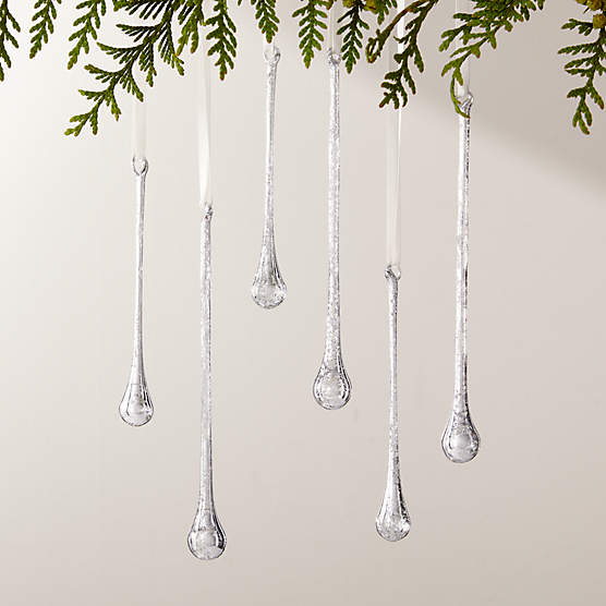 Hailee Teardrop Silver Mercury Glass Christmas Tree Ornaments Set of 6