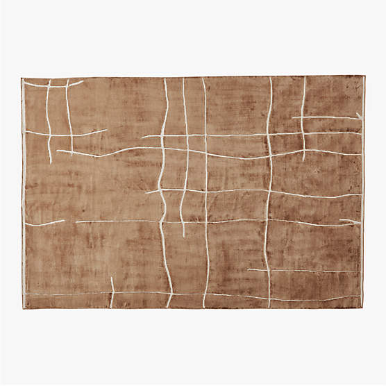 Hogan Hand-Knotted Mocha Viscose Area Rug 6'x9'