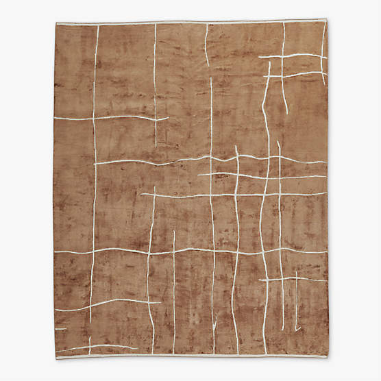 Hogan Hand-Knotted Mocha Viscose Area Rug 6'x9'