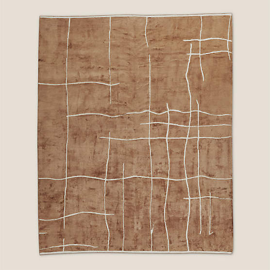 Hogan Hand-Knotted Mocha Brown Viscose Area Rug 6'x9'