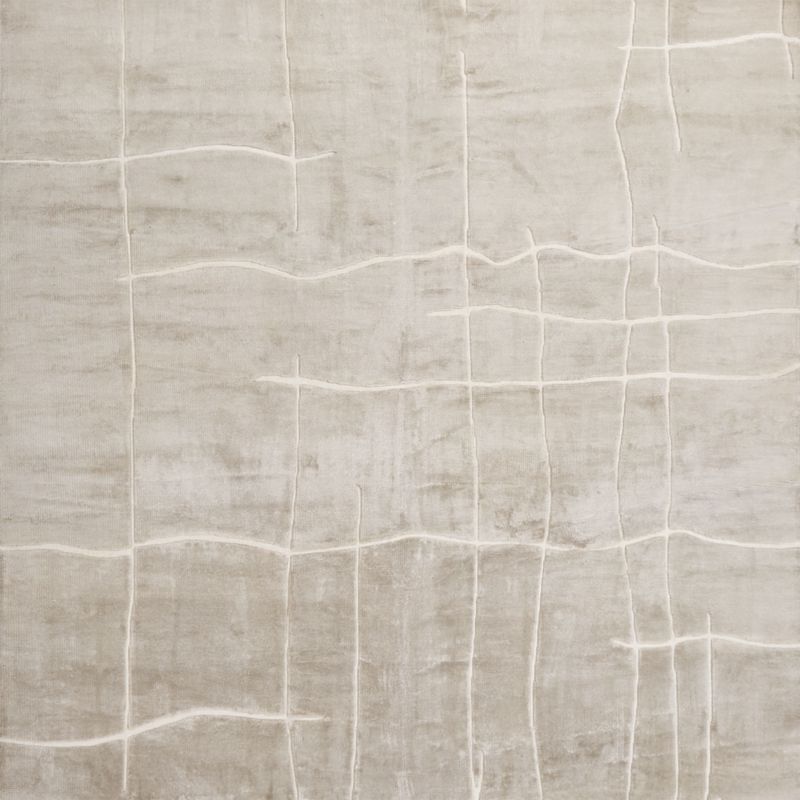 Hogan Hand-Knotted Silver Grey Viscose Rug Swatch 12"x12" - image 0 of 4