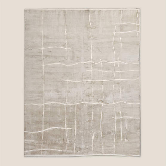 Hogan Hand-Knotted Silver Grey Viscose Area Rug 6'x9'