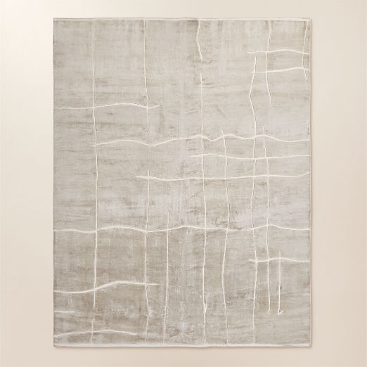 Hogan Hand-Knotted Silver Grey Viscose Area Rug