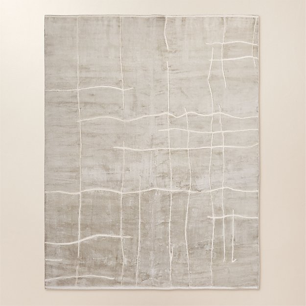 Hogan Hand-Knotted Silver Grey Viscose Area Rug 8'x10' + Reviews | CB2