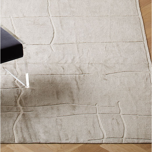 Hogan Handknotted Silver Grey Viscose Area Rug