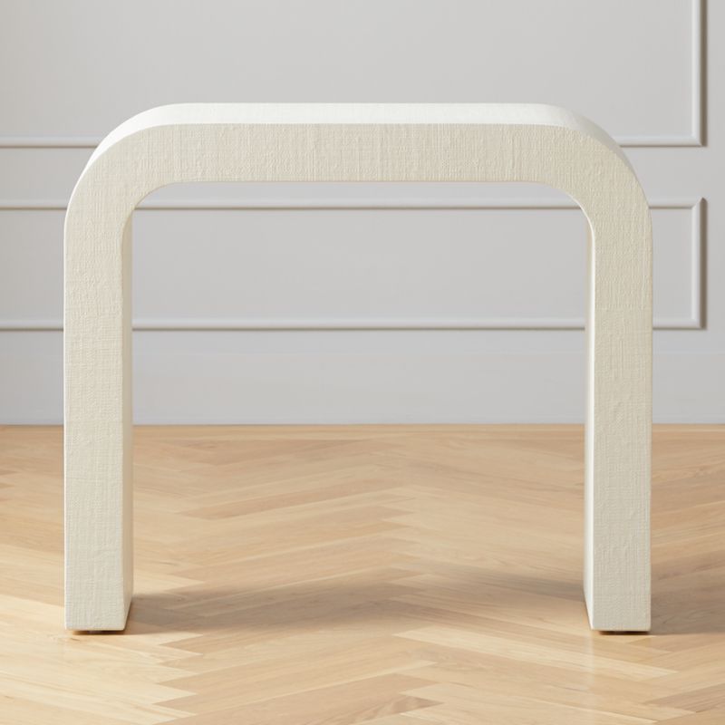 Horseshoe Ivory Lacquered Linen 36" Console Table + Reviews | CB2