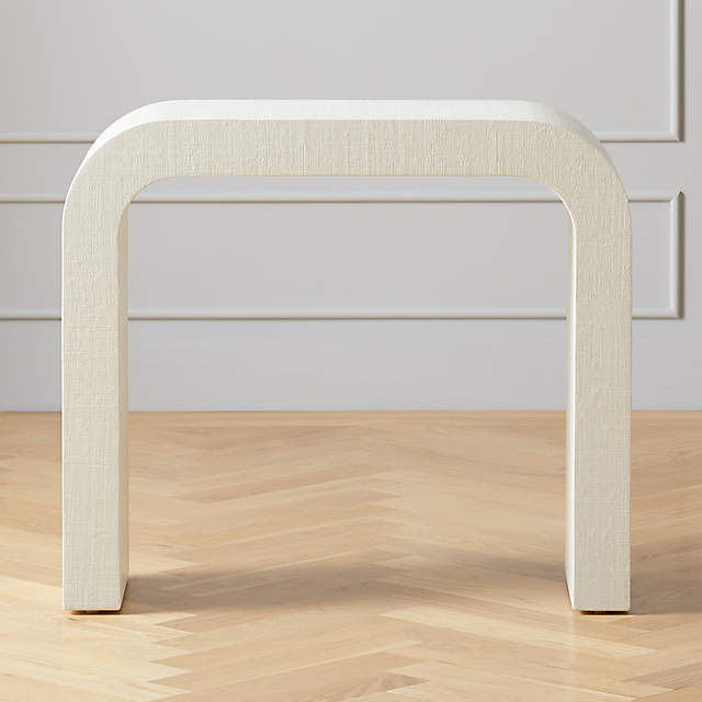 Horseshoe Ivory Lacquered Linen 36, 36 Inch Length Console Table