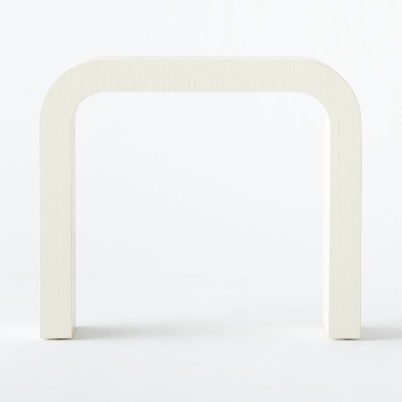 Horseshoe 36" Ivory Lacquered Linen Console Table - image 4 of 12