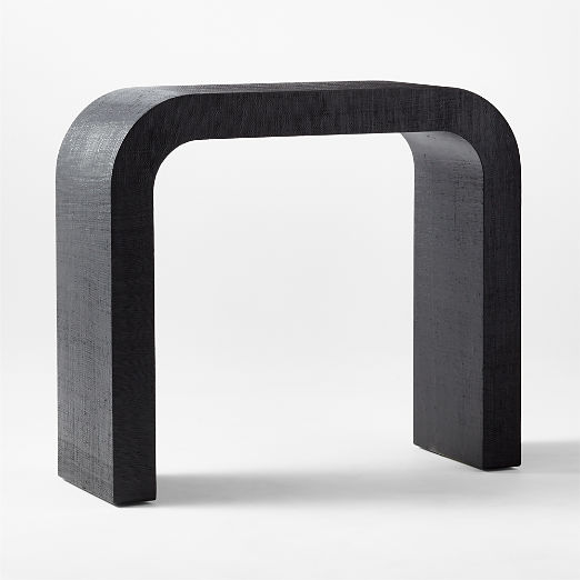 Horseshoe 36" Black Lacquered Linen Console Table