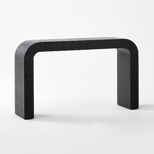 Horseshoe 52" Black Lacquered Linen Console Table