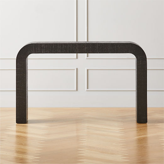 Horseshoe 52" Black Lacquered Linen Console Table