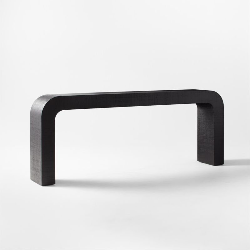 Horseshoe 80" Black Lacquered Linen Console Table - image 4 of 7