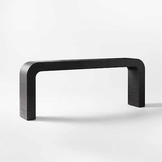 Horseshoe 80" Black Lacquered Linen Console Table