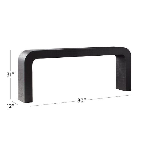 Horseshoe 80" Black Lacquered Linen Console Table