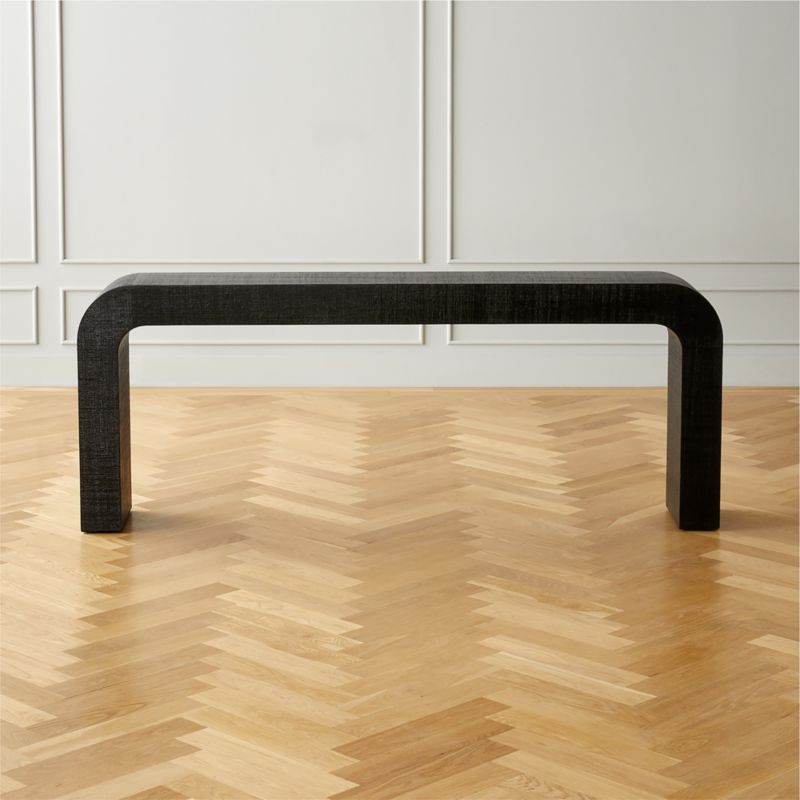 Horseshoe 80" Black Lacquered Linen Console Table - image 0 of 7