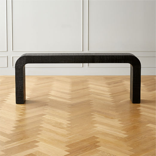 Horseshoe 80" Black Lacquered Linen Console Table