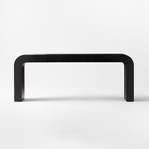 Horseshoe 80" Black Lacquered Linen Console Table