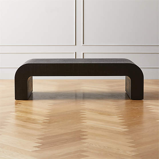 Horseshoe Black Laquered Linen 60" Coffee Table