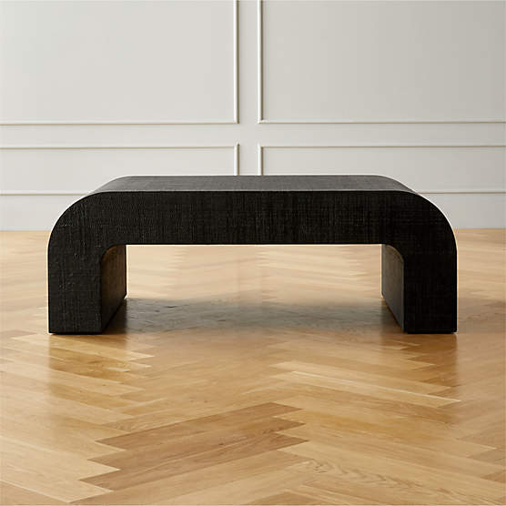 Horseshoe Black Laquered Linen 46" Coffee Table