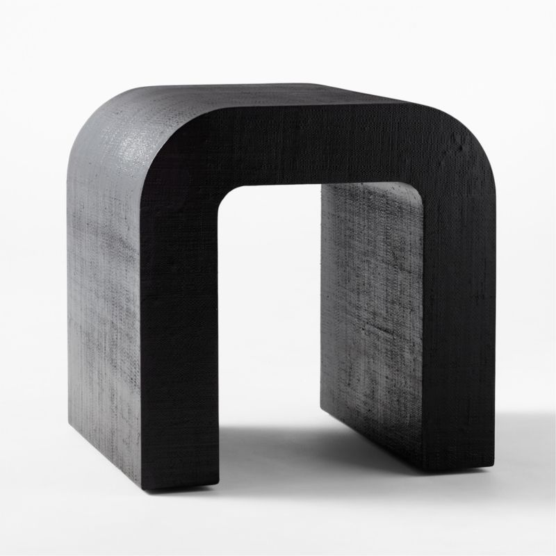 Horseshoe Black Lacquered Linen Side Table - image 4 of 7