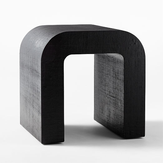 Horseshoe Black Lacquered Linen Side Table