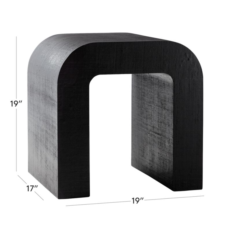 View Horseshoe Black Lacquered Linen Side Table - image 3 of 7