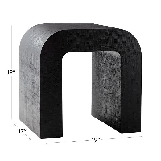 Horseshoe Black Lacquered Linen Side Table