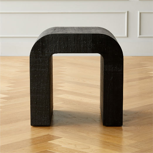 Horseshoe Black Lacquered Linen Side Table