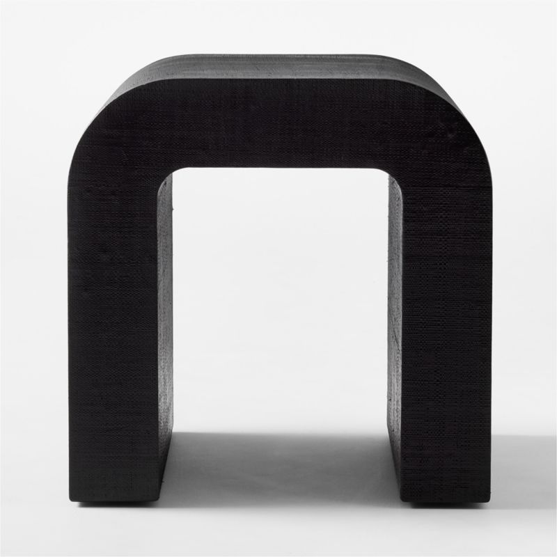 Horseshoe Black Lacquered Linen Side Table - image 3 of 7