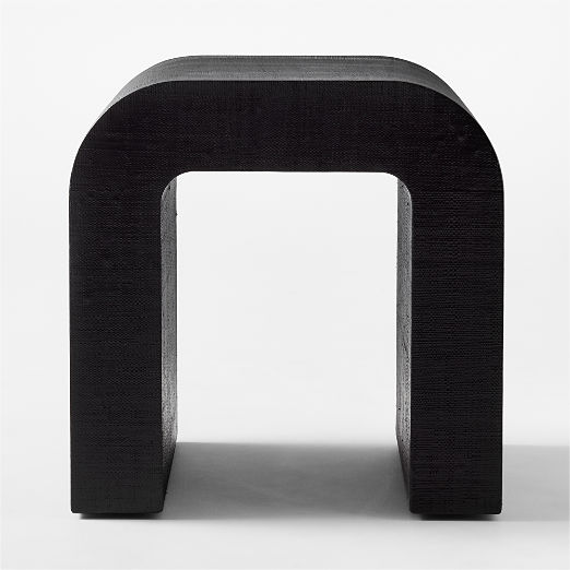 Horseshoe Black Lacquered Linen Side Table