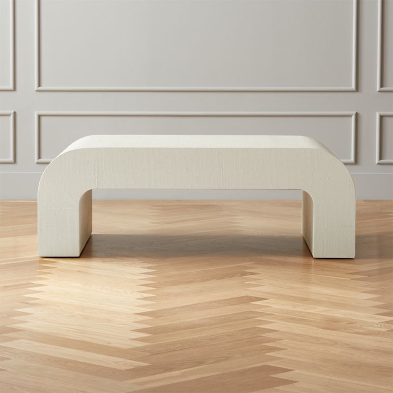 Horseshoe Ivory Lacquered Linen Coffee Table Reviews Cb2