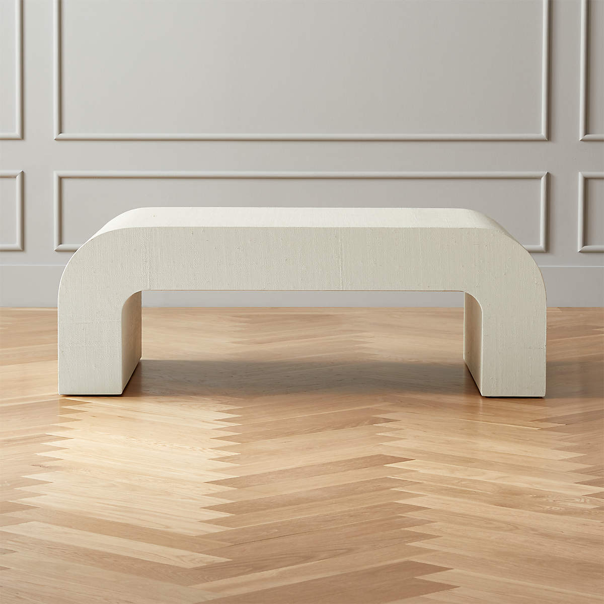 Horseshoe Ivory Lacquered Linen 46" Modern Coffee Table + Reviews CB2