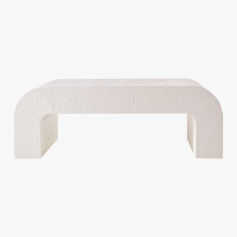 Horseshoe Ivory Lacquered Linen 46" Coffee Table - image 5 of 11