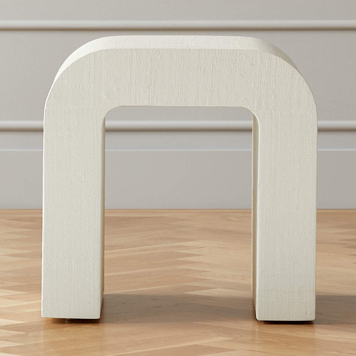 Horseshoe Ivory Lacquered Linen Modern Side Table + Reviews CB2