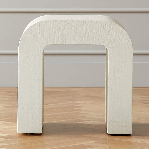 Horseshoe Ivory Lacquered Linen Modern Side Table + Reviews | Cb2