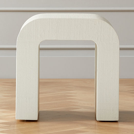 Horseshoe Ivory Lacquered Linen Side Table