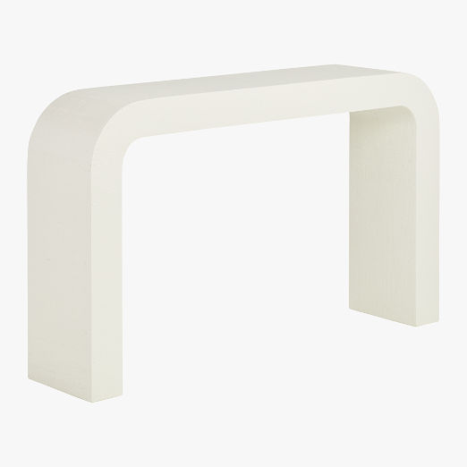 Horseshoe 52" Ivory Lacquered Linen Console Table