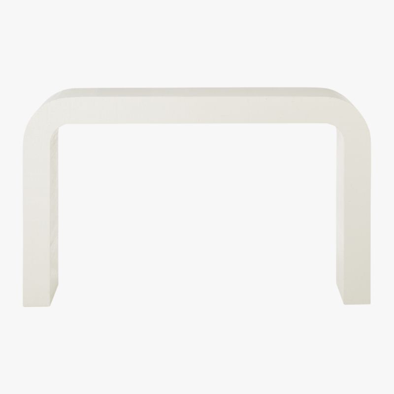 Horseshoe 52" Ivory Lacquered Linen Console Table - image 4 of 12