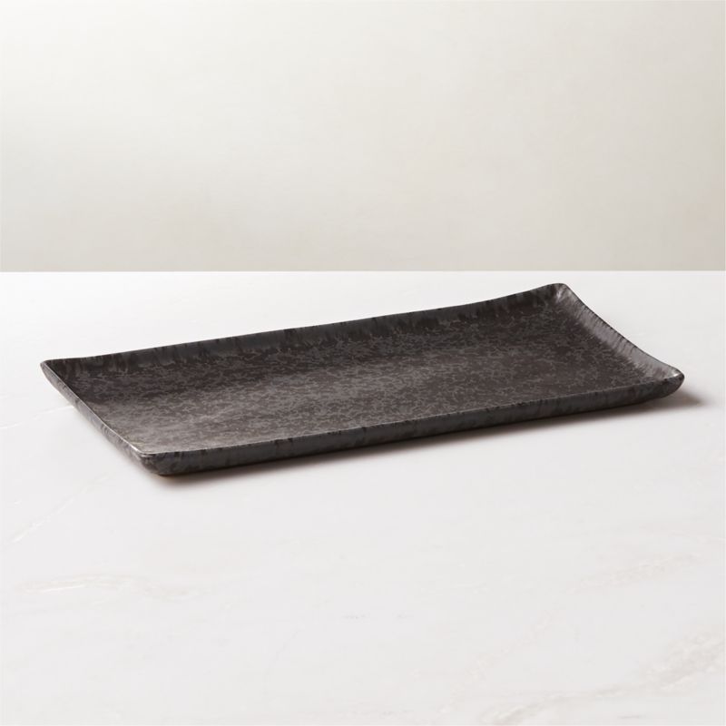 View Hoxie Rectangular Metallic Serving Tray with Reactive Glaze details