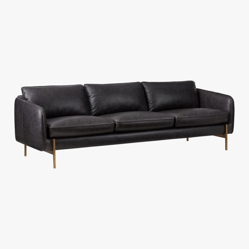 Hoxton 96.75" Black Leather Sofa. - image 8 of 12