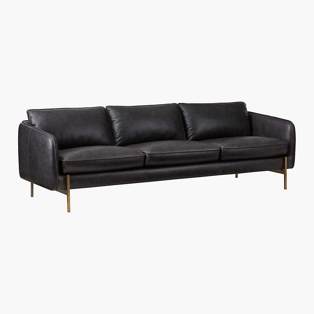 Hoxton Black Leather Modern Sofa Reviews CB2 Canada