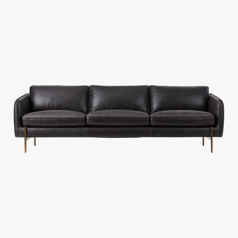 Cb2 black leather sofa discount