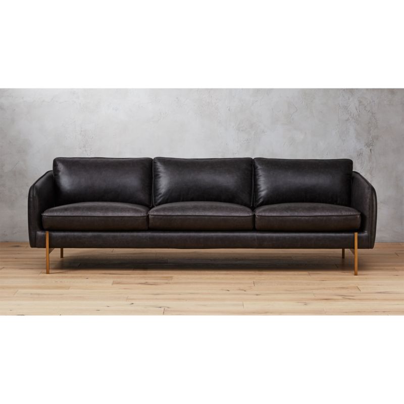 Hoxton Black Leather Sofa Cb2